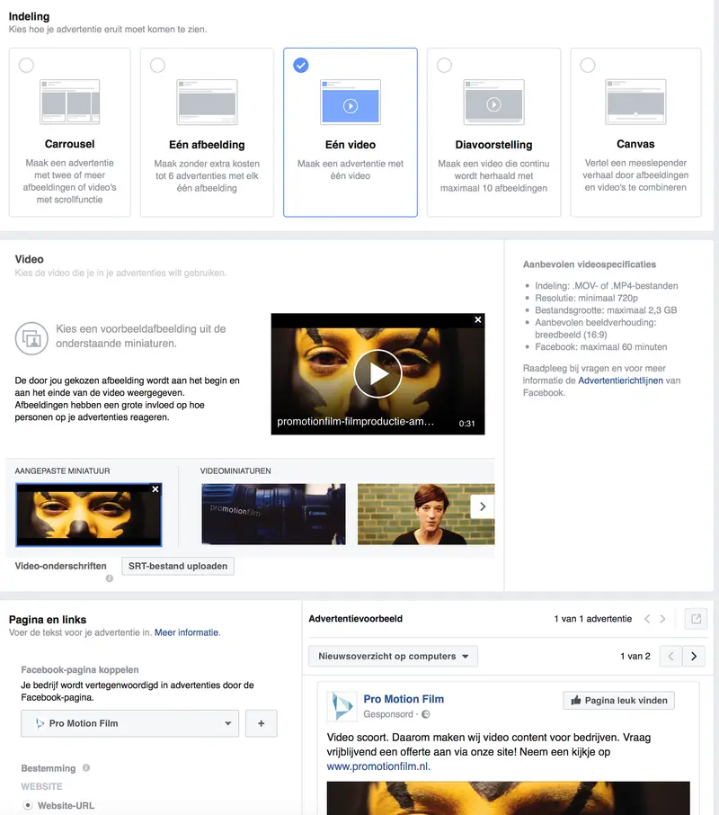 Facebook advertentie vormgeven
