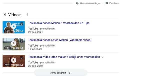 Voorbeeld video rich snippet Video rich snippet