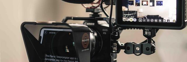 Autocue teleprompter Filmen met een autocue