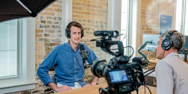 Podcast video Opnames van een podcast video