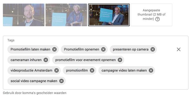 Video tags Voorbeeld video tags
