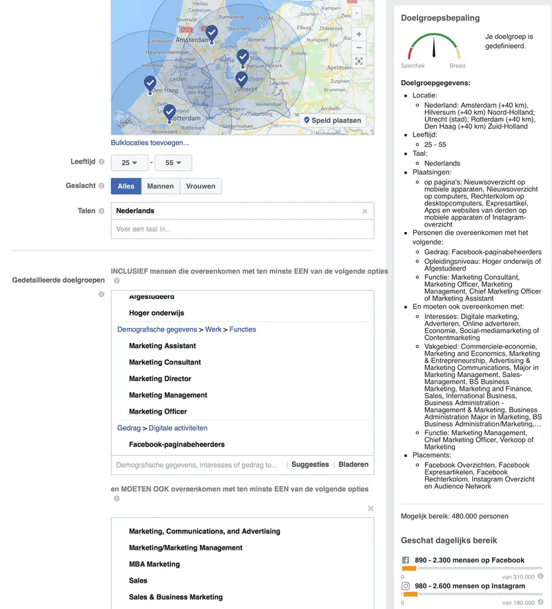 Advertentie doelgroep instellen